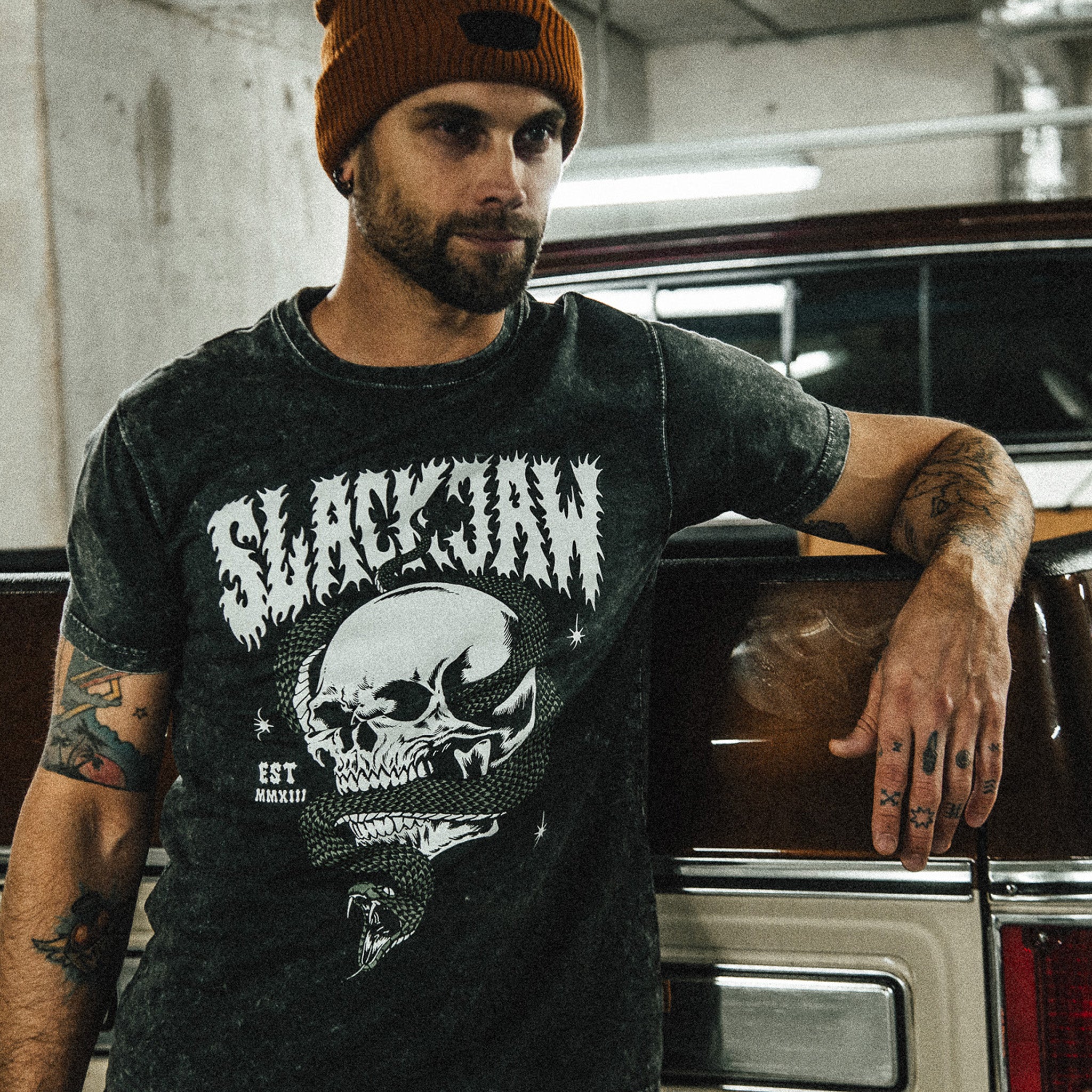 Snakeskull T Shirt - Vintage Black