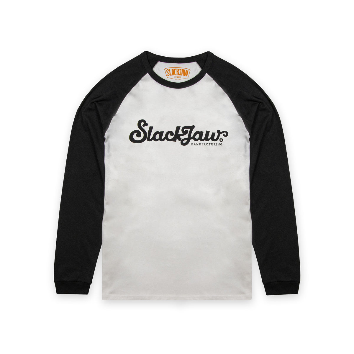 Script Raglan Long Sleeve T Shirt - Black/White