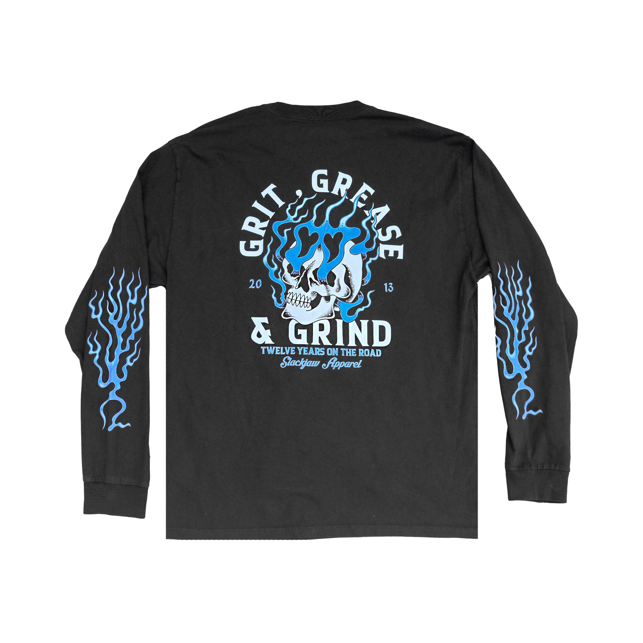 Grit, Grease & Grind Long Sleeve T Shirt - Faded Black