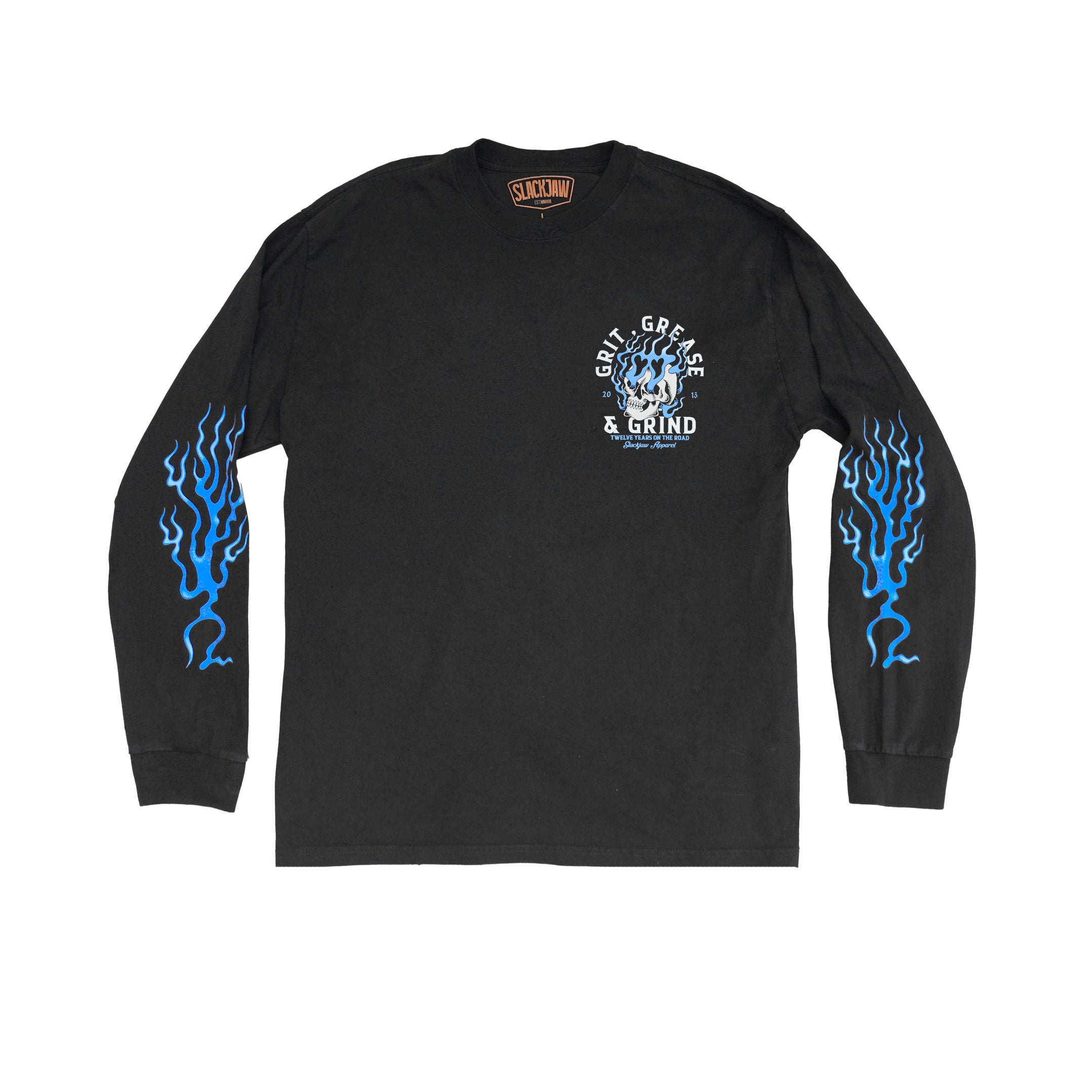 Grit, Grease & Grind Long Sleeve T Shirt - Faded Black
