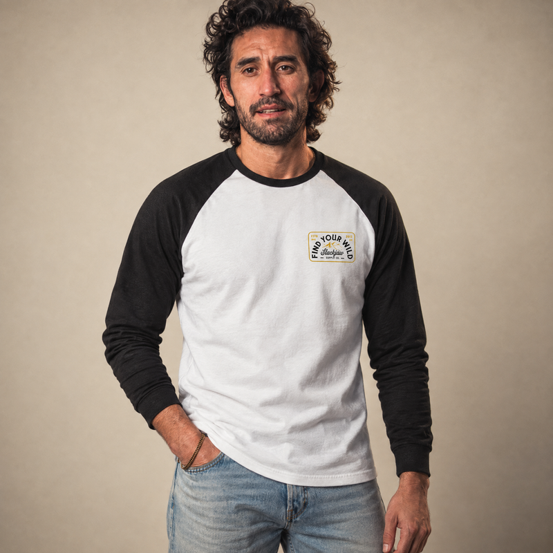 Golden Hour Raglan Long Sleeve T Shirt - Black/White